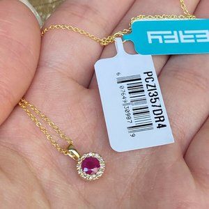 Certified + Warranty / NEW / EFFY Ruby & Diamond Necklace / 14K Gold